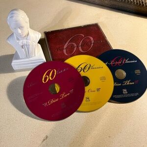 Three Classical Music CDs plus 5" Bisque Porcelain Bust Of Chopin